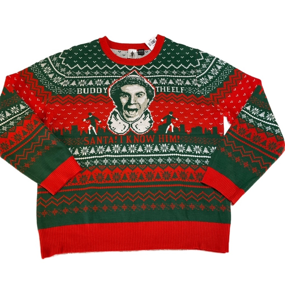 Buddy The Elf “Santa I Know‎ Him!” Ugly Christmas Sweater Size XXL Brand New